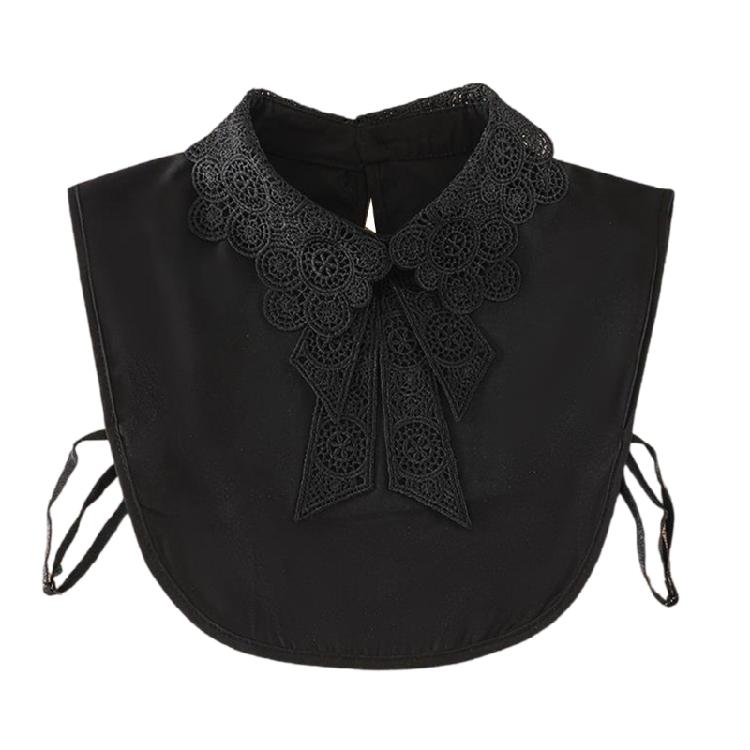 

Durable Lace Detachable Collar Set White Black Ruffle Layering Accessory For Daily Wear чёрный