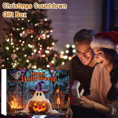2025 Halloween 2D Ghost Reading Ornament Countdown Set 24 Days Advent Calendar Stained Glass