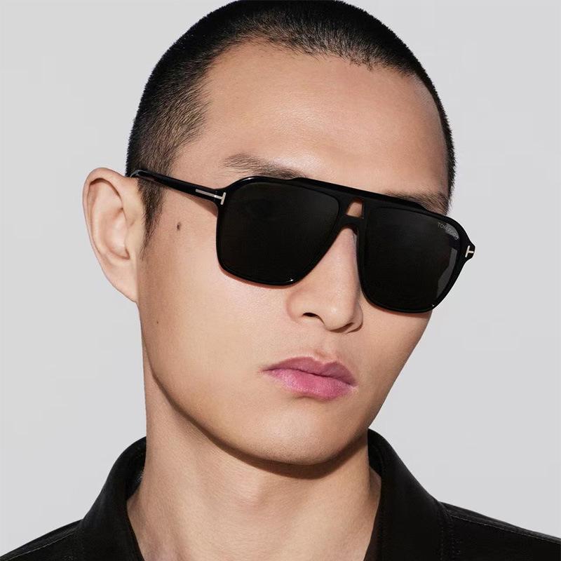 TF1209 High-End T-Bar Double-Beam Aviator Sunglasses: Retro European & American Design, Large Frame, Stylish Sunshade Glasses