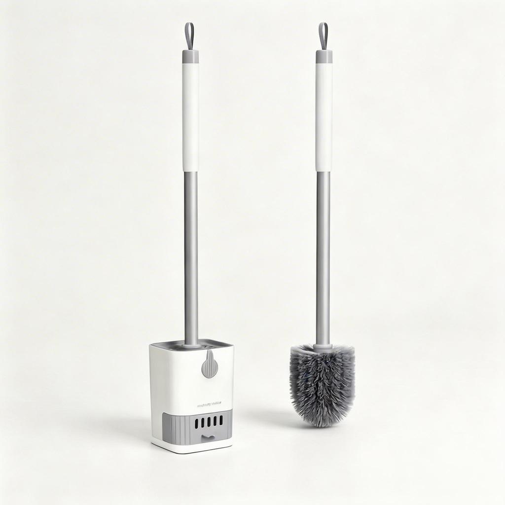 Toilet Brush And Holder Set Wall Mounted No Drill Quick Dry Dirt Resistant Deep Clean Bristles For Bathroom Toilet Bowl Cleaning