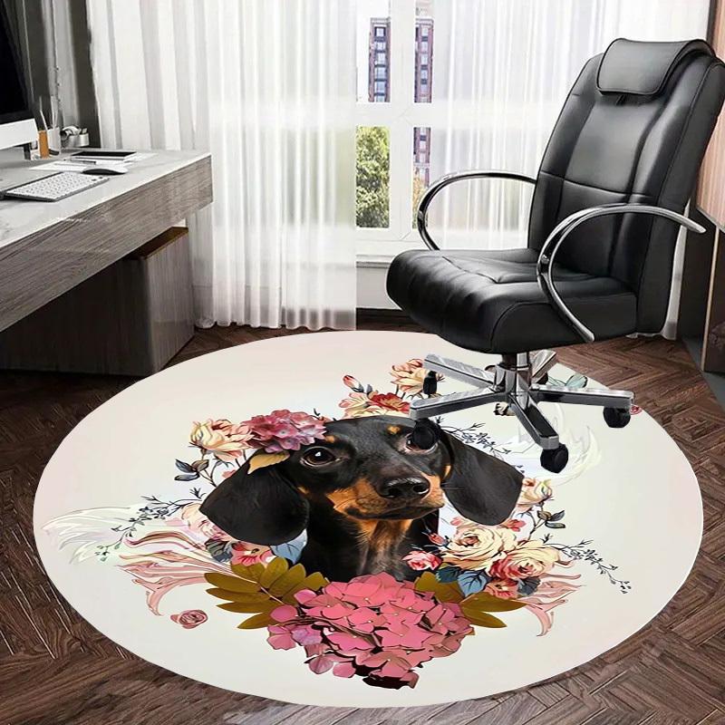 1pc Office Carpet Chair Mats Floral Dachshund with Butterflies Perfect for Decorating Office Chairs, Living Rooms, Or Bedrooms
