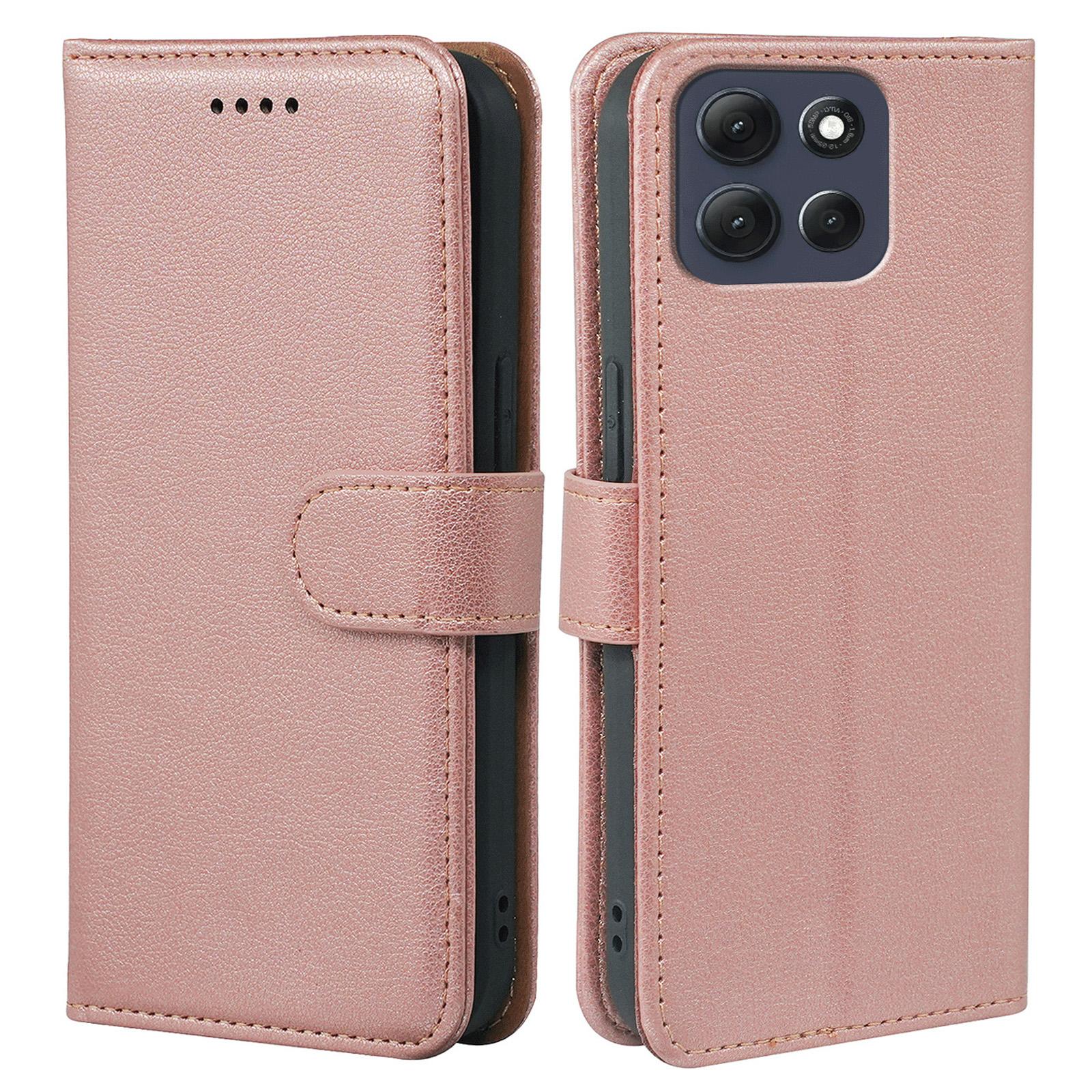

For Motorola Moto G86 5G Case RFID Blocking Wallet Litchi Texture Leather Phone Cover Magnetic Clasp Rose Gold