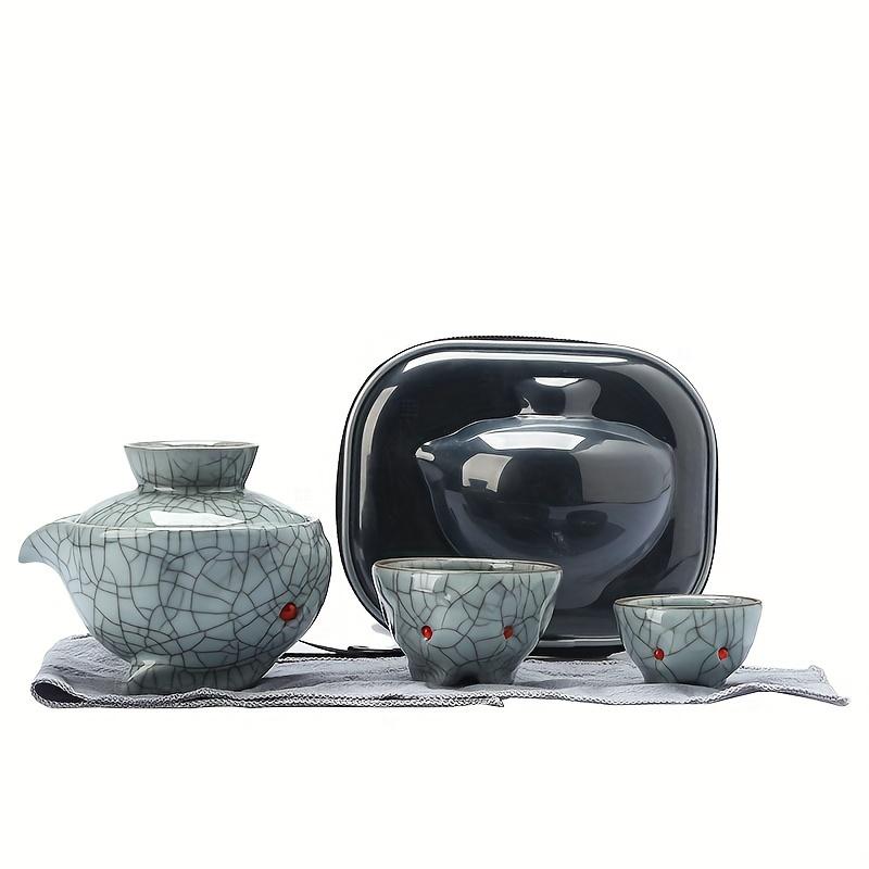1 Set Ceramic Tea Set Quick Guest Cup Kung Fu Tea Set Portable Travel Outdoor Tea Set Perfect For Home Office Meetings Socializing Outings Meditation
