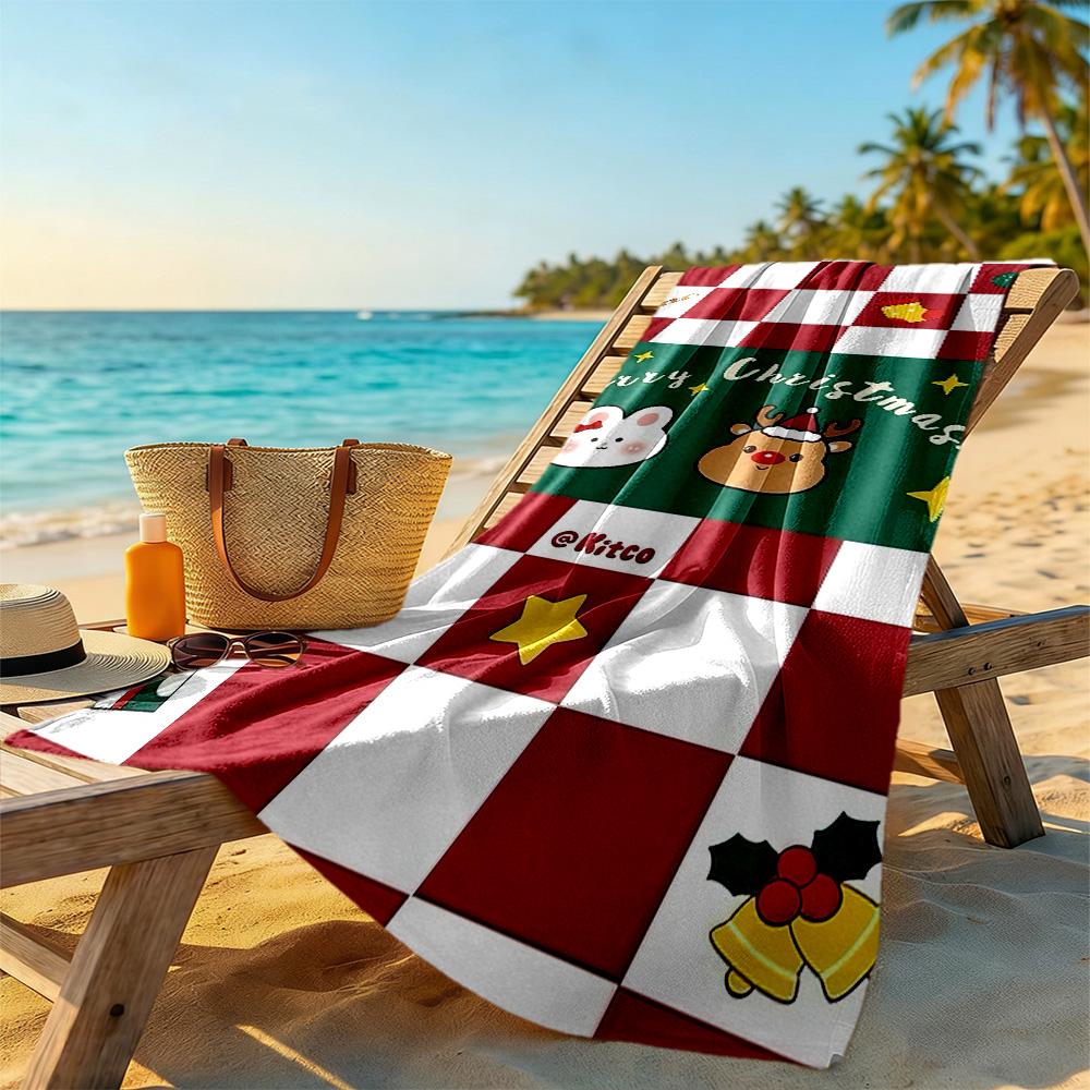 Christmas Beach Towel Quick-Dry Soft Microfiber Comfortable Lightweight Perfect for Traveling Yoga Camping and Swimming