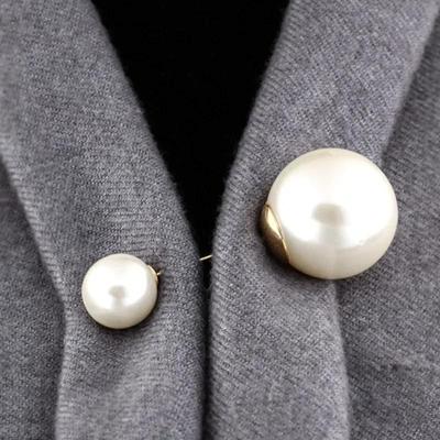 Neue Große Doppelkopf Perlen-Einstecknadel Kragen Brosche Eine Reihe Brustnadel Strickjacke Schal Tuch Hals Brosche 2024