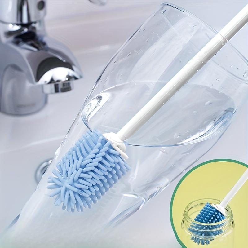 1pc 360-Degree Swivel Silicone Cleaning Brush | Dual-Length Handle with Ergonomic Grip - Multi-Surface Scrubber for Bottles/Cups