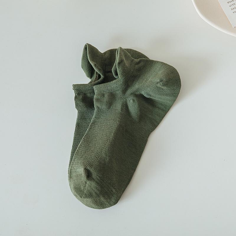 

2023 Men S Socks Mesh Big Heel Solid Color Casual Men S Cotton Socks Lift Ear Invisible Boat Socks one size fits all зелений