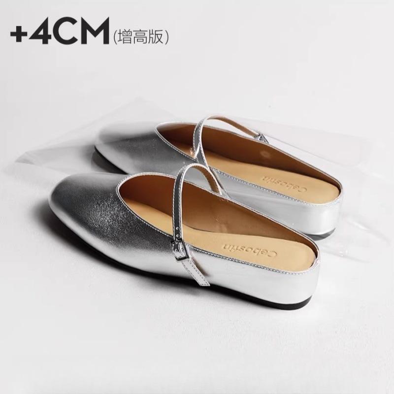 [Shei Su Yinyin] Two Versions~ 3.5cm Inner Height Increase Diamond Buckle Head Mary Jane Half Drag Women's Single Shoes