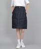 Seinteukeulu Wide Dome Half-Band Midi Skirt Wdm-1305 Indigo Denim Brs