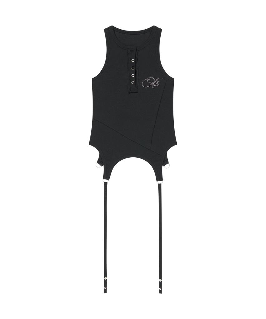 Aejeuyua Sewing Garter Sleeveless Black