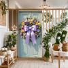 Spring Bow Wreath Door Cover Floral Banner Ribbon Bow Door Lining Background 2025 New Home Party Decoration Pink Purple