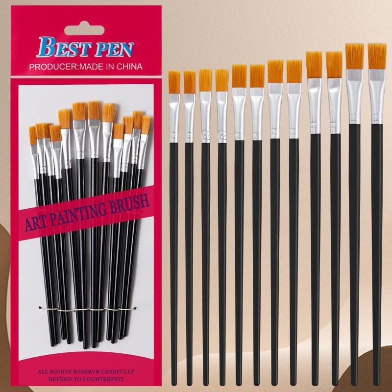 Zestaw 6/12 sztuk Pędzli Malarskich Dla Dzieci Akrylowych Z Płaskimi Okrągłymi Szpiczastymi Pędzlami Rzemieślniczymi Akwarelowymi Olejnymi