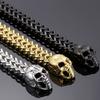 Punk Rock Double Skull Head Face Design Men's Bracelet 11MM Width Stainless Steel Square Franco Link Chain Skeleton Jewelry Male