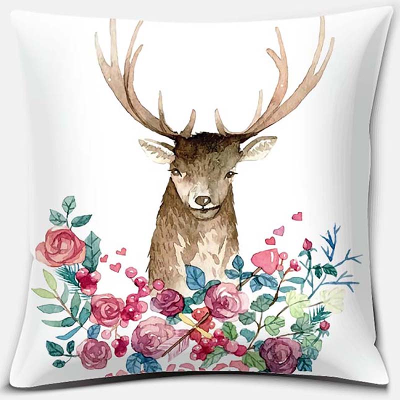 Christmas Deer Pattern Pillowcase Square Pillowcase Home Office Decoration Pillowcase