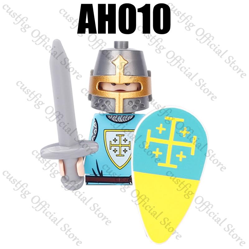 Mittelalterliche Militärsoldaten Figuren Bausteine Löwenherz Deutscher Ritter Waffe Infanterie Schild Helm Burg Hexe Steine Spielzeug