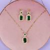 Anti Tarnish Green Emerald Jewellery Set for Women | Gold Plated Necklace & Earrings Gift Box | Latest Stylish Minimal Jewelry Sets