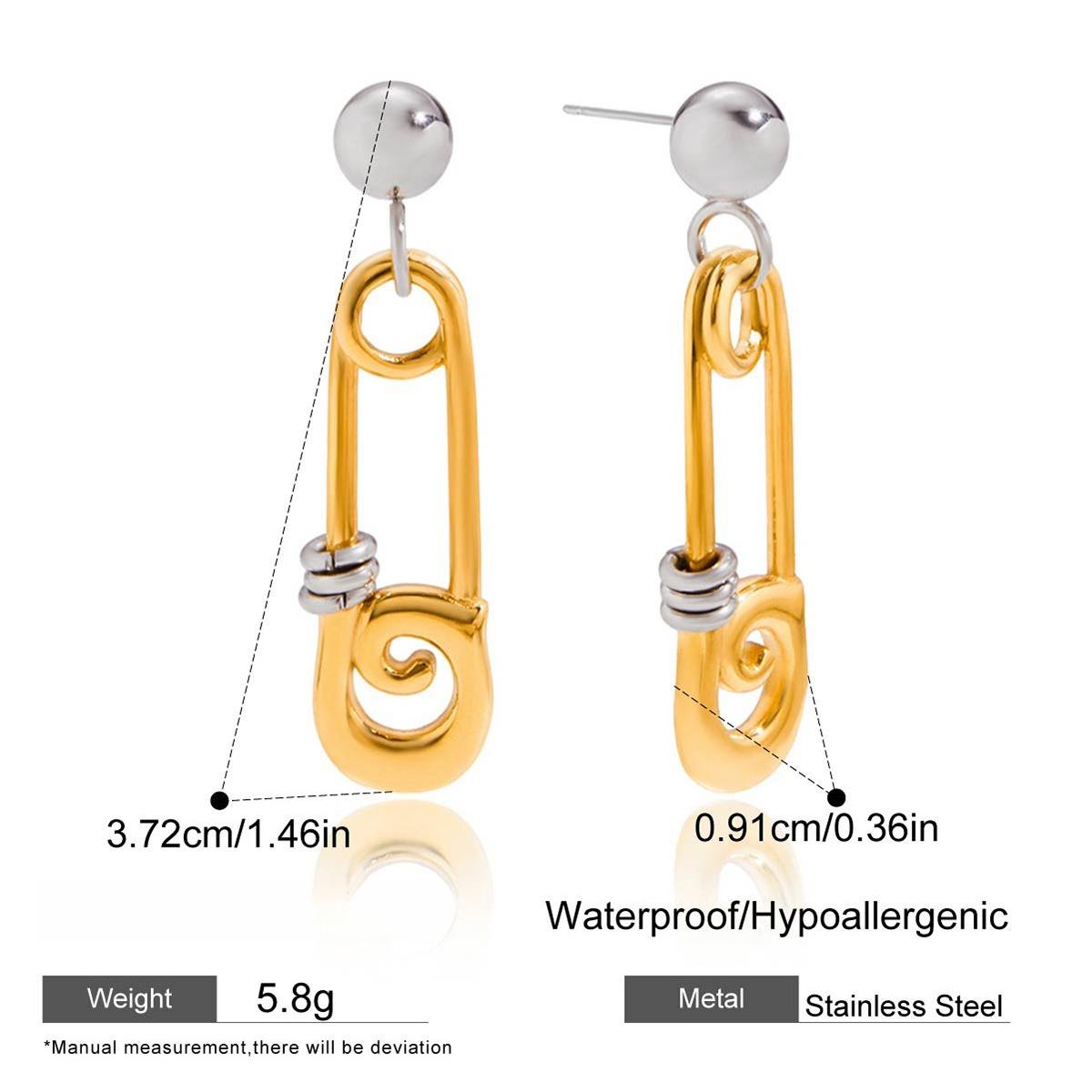 Yori Устойчивые к потускнению Серьги-скрепки из нержавеющей стали Роскошные серьги для мужчин Женщин Водонепроницаемые Покрытие 18K Золотом PVD Бижутерия