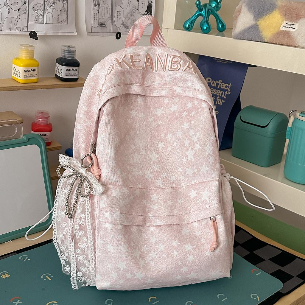 Schoolbag manufacturer large capacity solid color backpack popular junior high school students embroidery schoolbag travel new backpack women