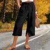 Women’s Wide Leg Cropped Pants with Drawstring Waist Relaxed Fit Lightweight Soft Fabric Casual Style