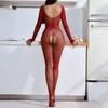 Sexy Long Sleeve Closed Crotch Perspective One Piece Fishnet Bodysuit Lingerie For Women