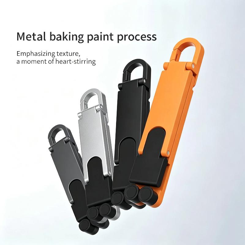 Mini Portable Keychain Phone Stand Aviation Aluminum Anti-slip Adjustable for Travel Live Streaming Vlog Shooting
