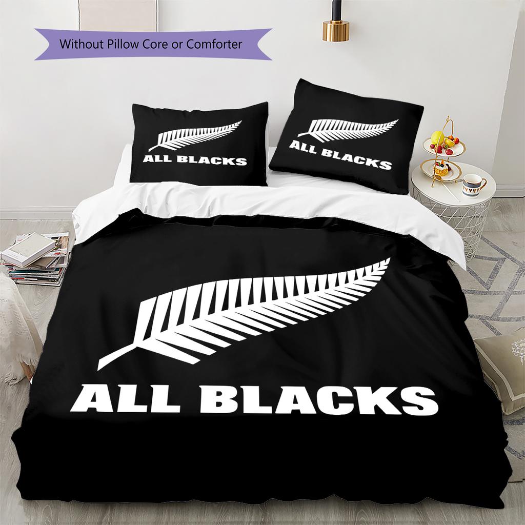 Ropa de cama con patrón de Rugby de los All Blacks Decoración del hogar Regalo de Cumpleaños (1 * funda nórdica + 2 * fundas de almohada, sin núcleo)