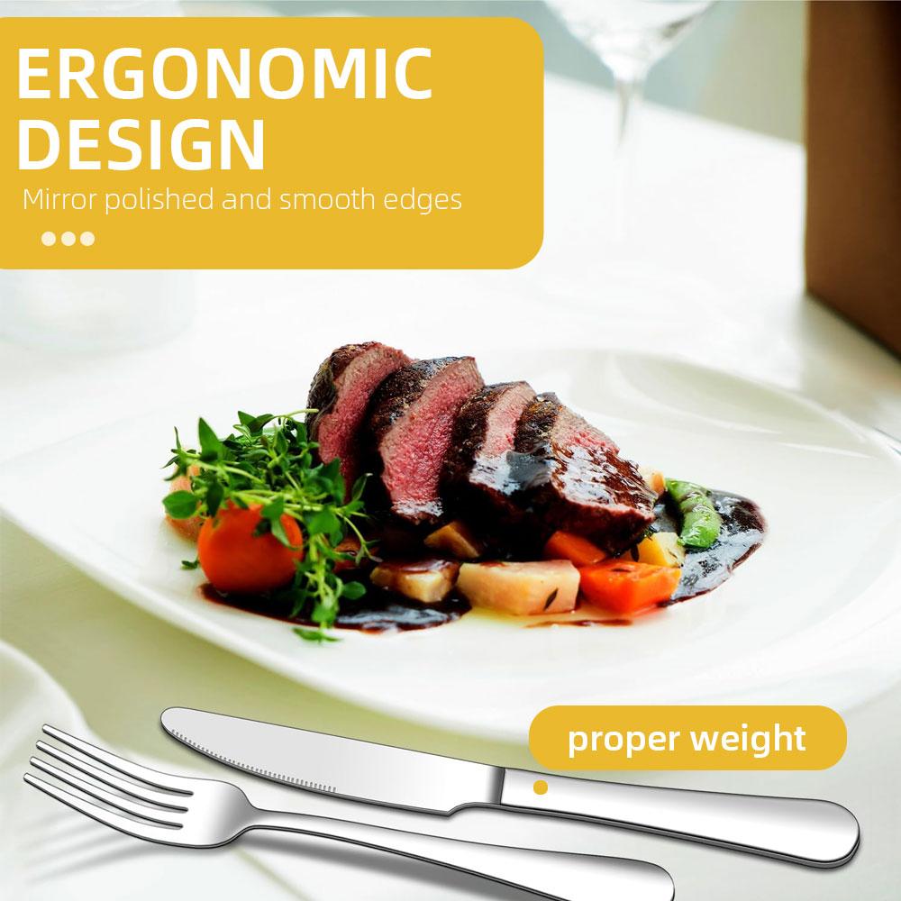 60Pcs Dinnerware Set Cutlery Set Stainless Steel Flatware Cake Fruit Fork Tea Spoon Kitchen Knife Fork Spoon Tableware Set