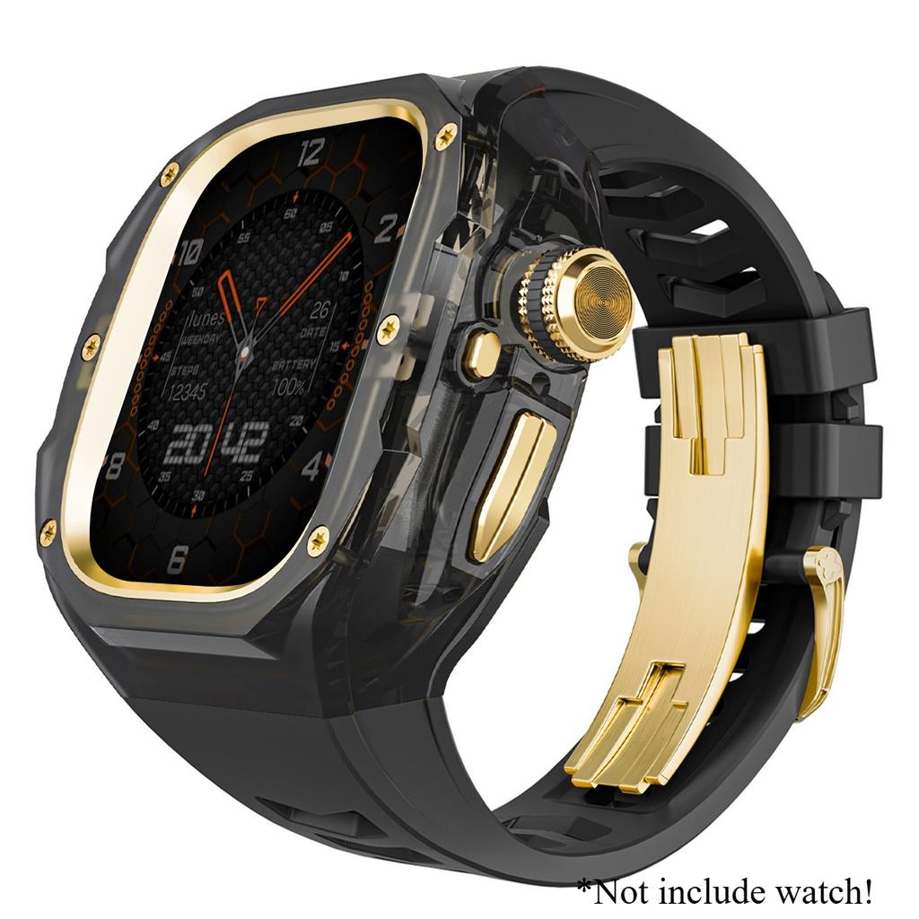 Luxury Modification Kit For Apple Watch Ultra 3 49mm Sport Rubber Strap For iWatch Series Ultra 2 1 49mm Glacier Case Refit Kit