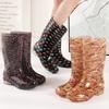 Fashion Rain Shoes Waterproof Shoes High Tube Velvet Cotton Rain Boots Cover Shoes Water Boots Female Adult Fashion Non-slip Warm Winter