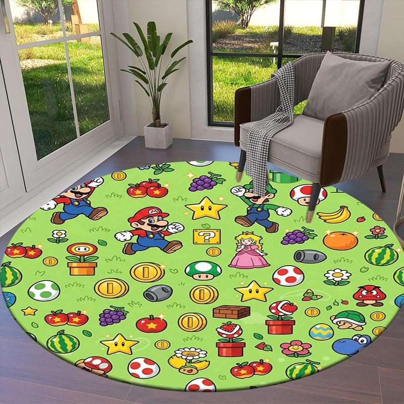 Super Mario Round Area Rug Carpet Rug For Living Room Bedroom Sofa Playroom Decor Nonslip Floor Mat