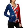 Women's Zip Up Hooded Long Sleeve Jacket with Festive Pattern & Pockets