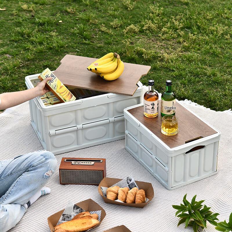Explorer Portable Folding Storage Box with Wooden Lid