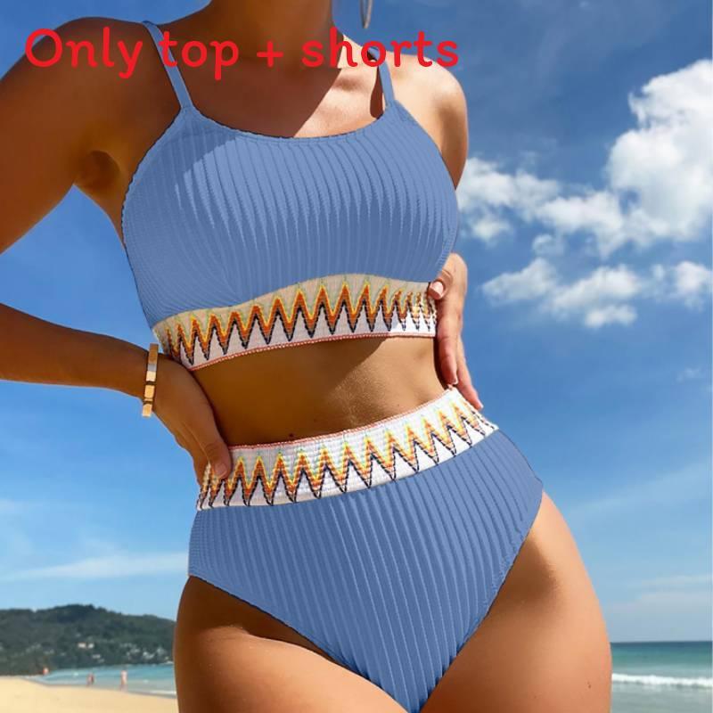 High Waist Bikini Set With Polyester Material For Water Sports And Beach Wear Women