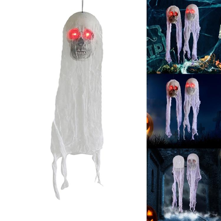 Halloween Hanging Skull with Glowing Eyes Decorations Horrific Hanging Skull Sculpture Festival Parties Decorations