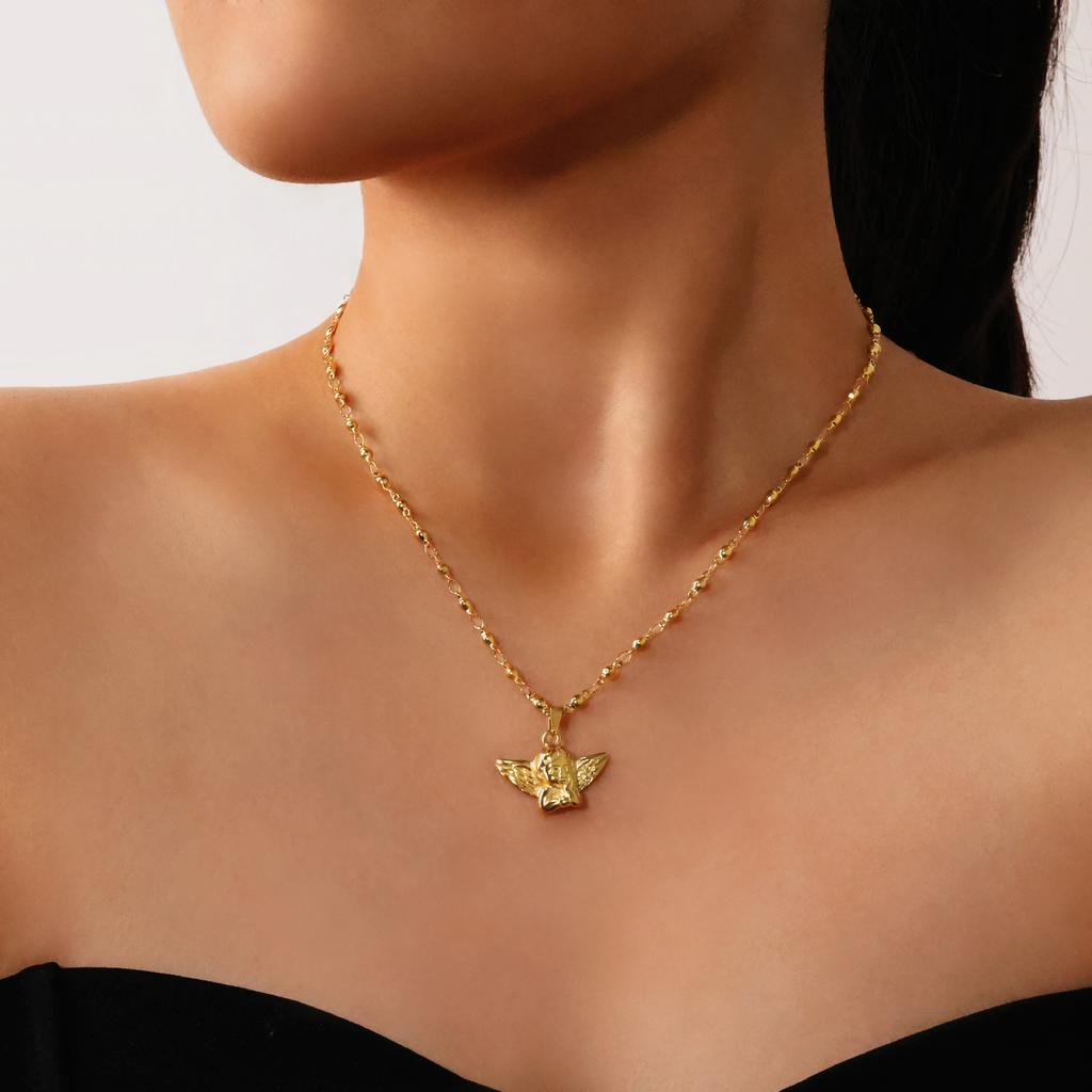 Design Sense Angel Necklace Light Luxury Personality Titanium Steel Versatile Non-Fading Clavicle Chain