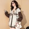TonLion Women's Hooded Letter Baseball Jacket