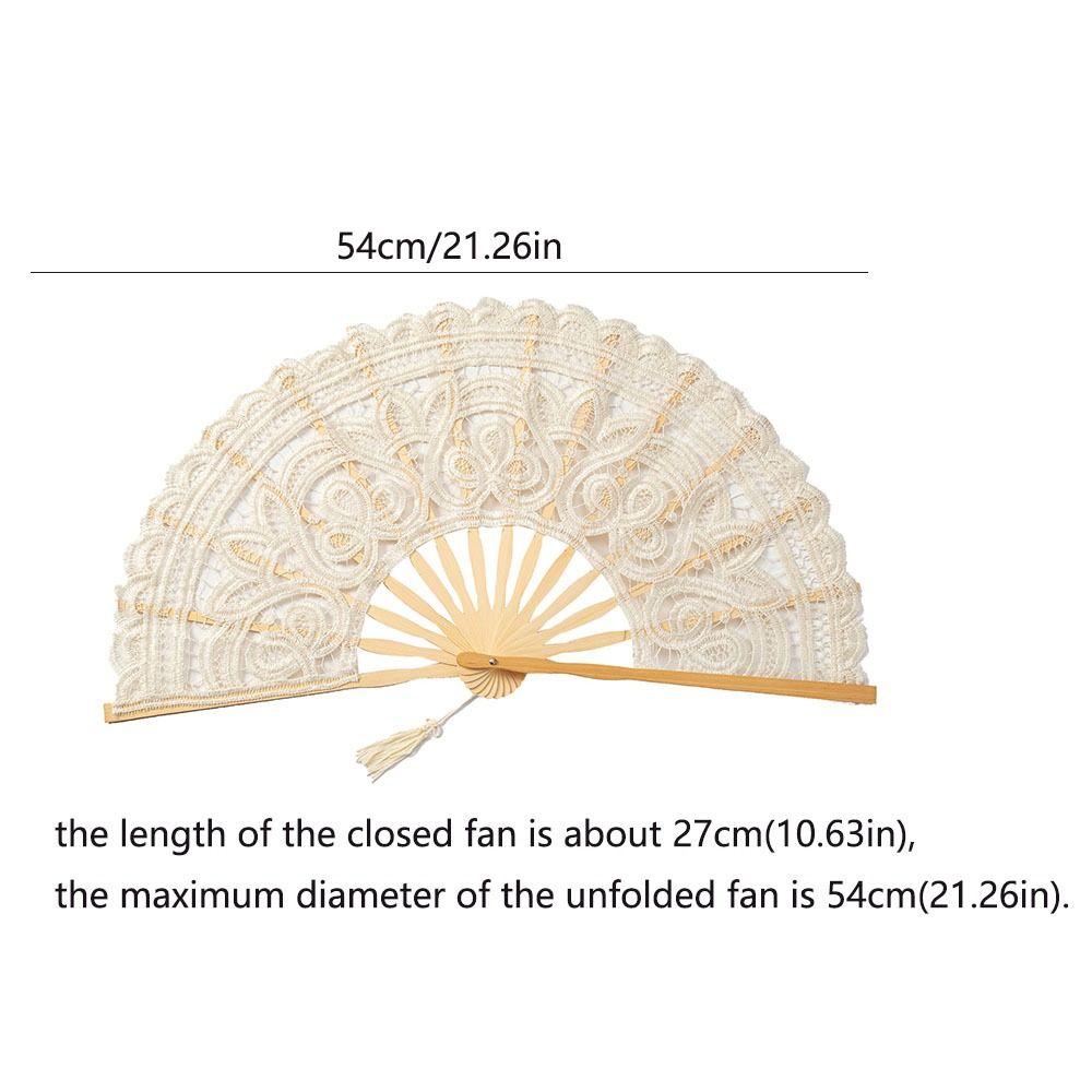 Hollow Ribs Embroidered Folding Fan Tassel Pendant Dance Handheld  Fan  Dance Performance