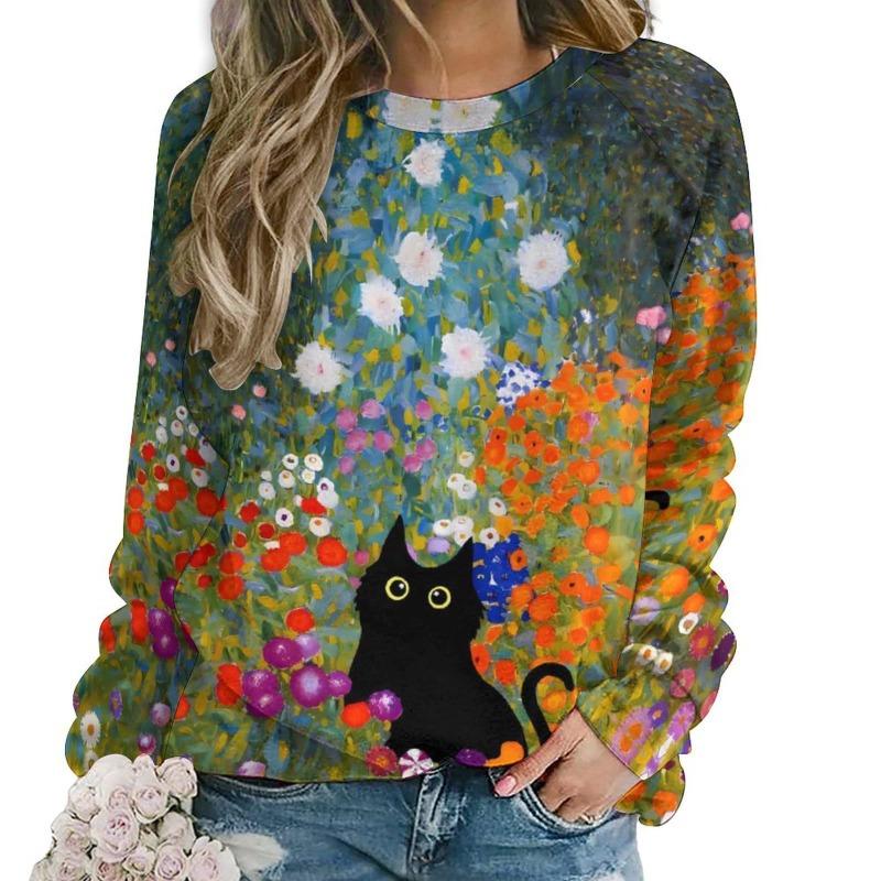 Fashion Butterfly Flowers Women Round-neck Sweatshirt 3D Print Streetwear Autumn Y2k Sweatshirts Pullovers Woman Clothing Tops