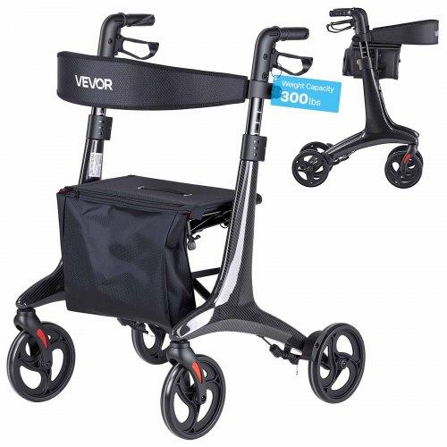 VEVOR Rollator Walker with Seat for Seniors, Foldable Lightweight Rolling Walker