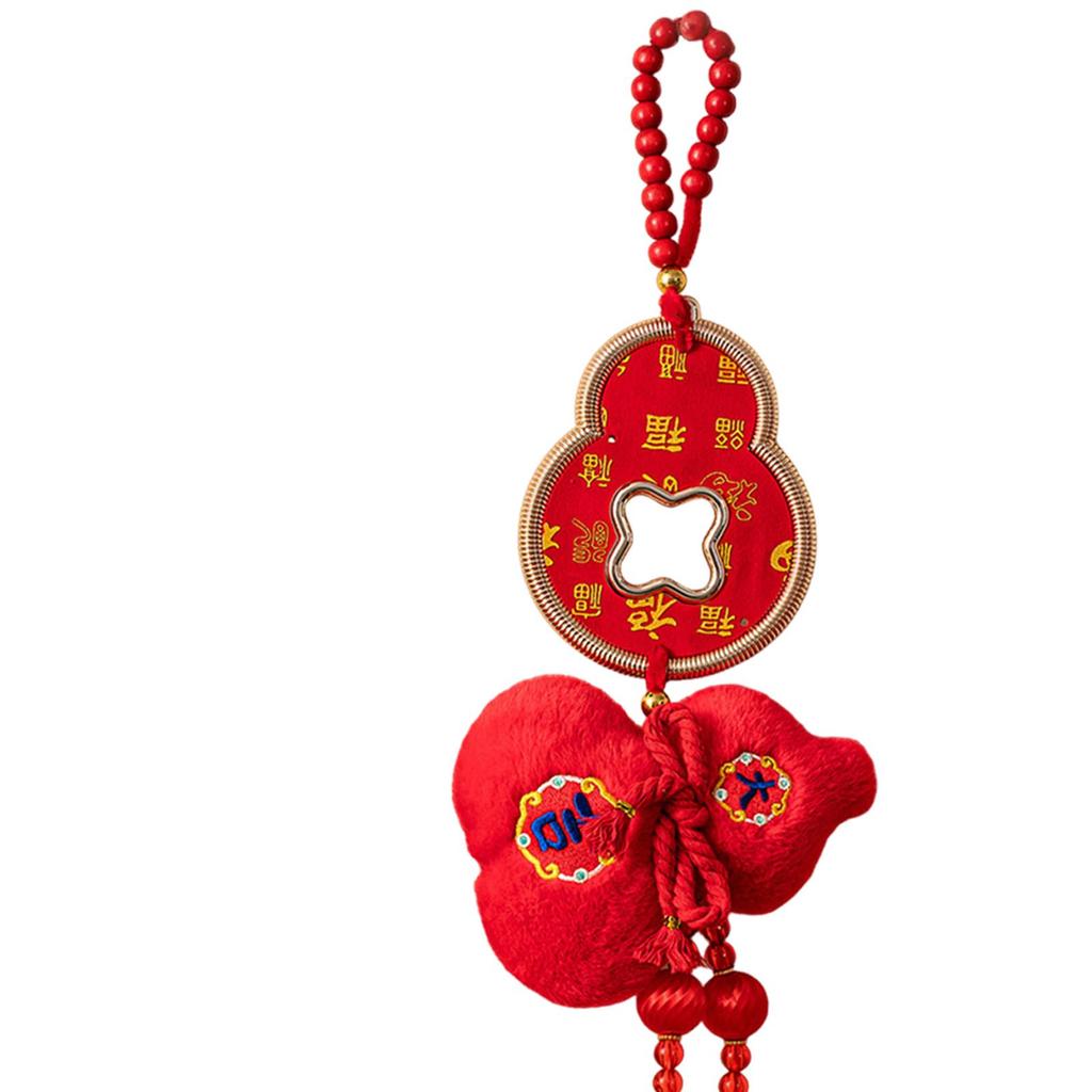 Plush Gourd Pendant Decorative with Tassels Chinese New Year Decoration Spring Festival Decor Hanging Ornament for Entrance Wall