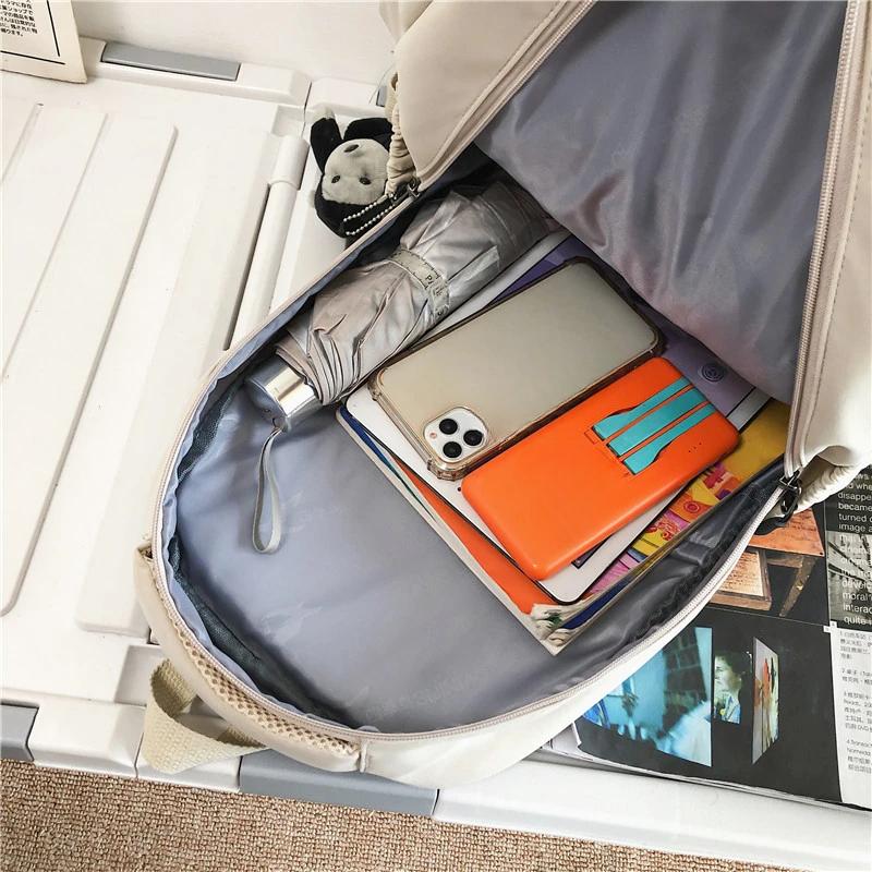 Sac à dos femme couleur unie femme multi-poches décontracté homme sac de voyage cartable de haute qualité pour adolescente livre sac à dos