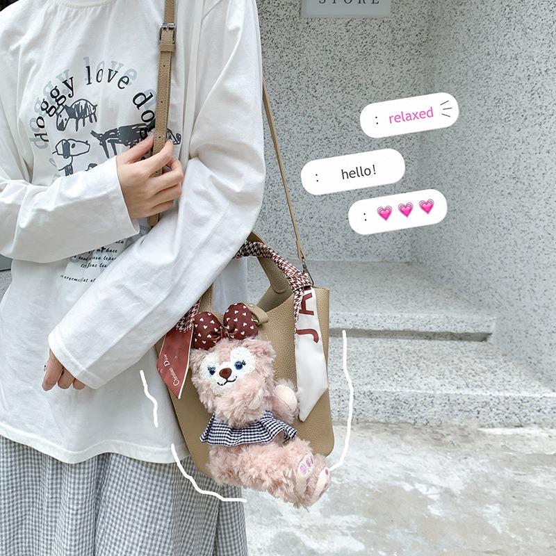 Fashion New Vegetable Basket Bag Niche High-end Bucket Bag Cute Bow Bear Shoulder Backpack