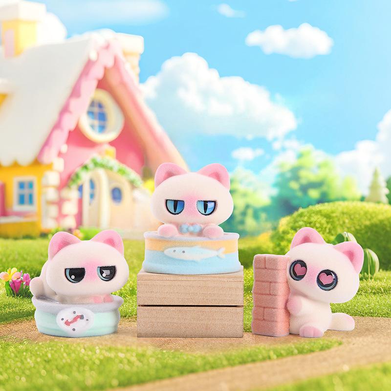 Cute Little Siam Siamese Flocking Style Blind Box Trendy Toy Small Ornament Office Desktop Decoration Model Kid Gift