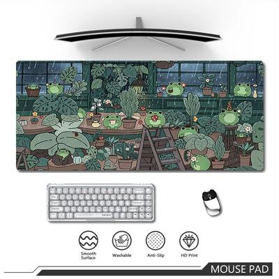 Heilender Cartoon-Frosch Dschungelblatt Mauspads Grüne Pflanze Ästhetisches Mauspads Rutschfest Verschleißfest Büro Laptop Schreibtischmatte