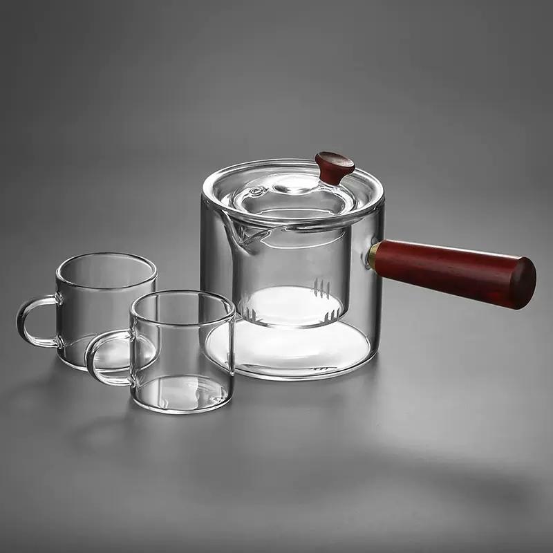 Ceainic de sticlă rezistent la temperaturi ridicate, cu conținut ridicat de siliciu și bor, pentru gătit acasă, poate fi încălzit, set de ceai în jurul aragazului, gătiți ceai