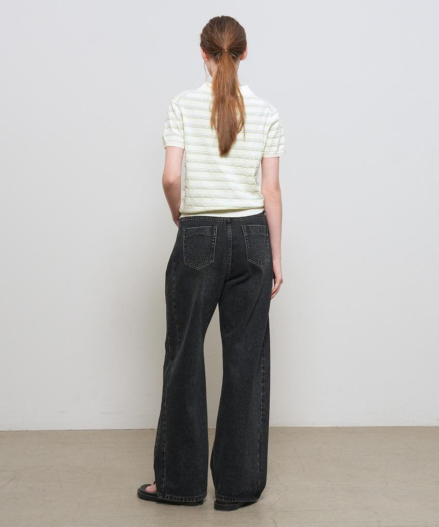 GENERALIDEA Striped Collar Half Knit [Ivory] / Gf2Lkp525
