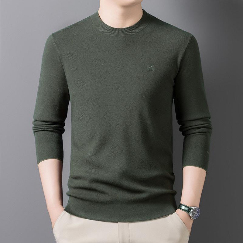 Men s Fine-Spun Jacquard Sweater - 2026 Autumn/Winter Collection, Crew Neck, Comfortable and Elastic Knit M