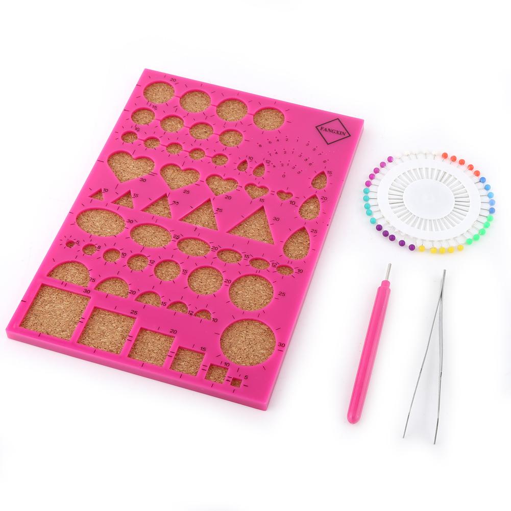 Paper Craft Template Board   Tweezer   Pins   Slotted Pen Quilling Tools Kit (Blue)