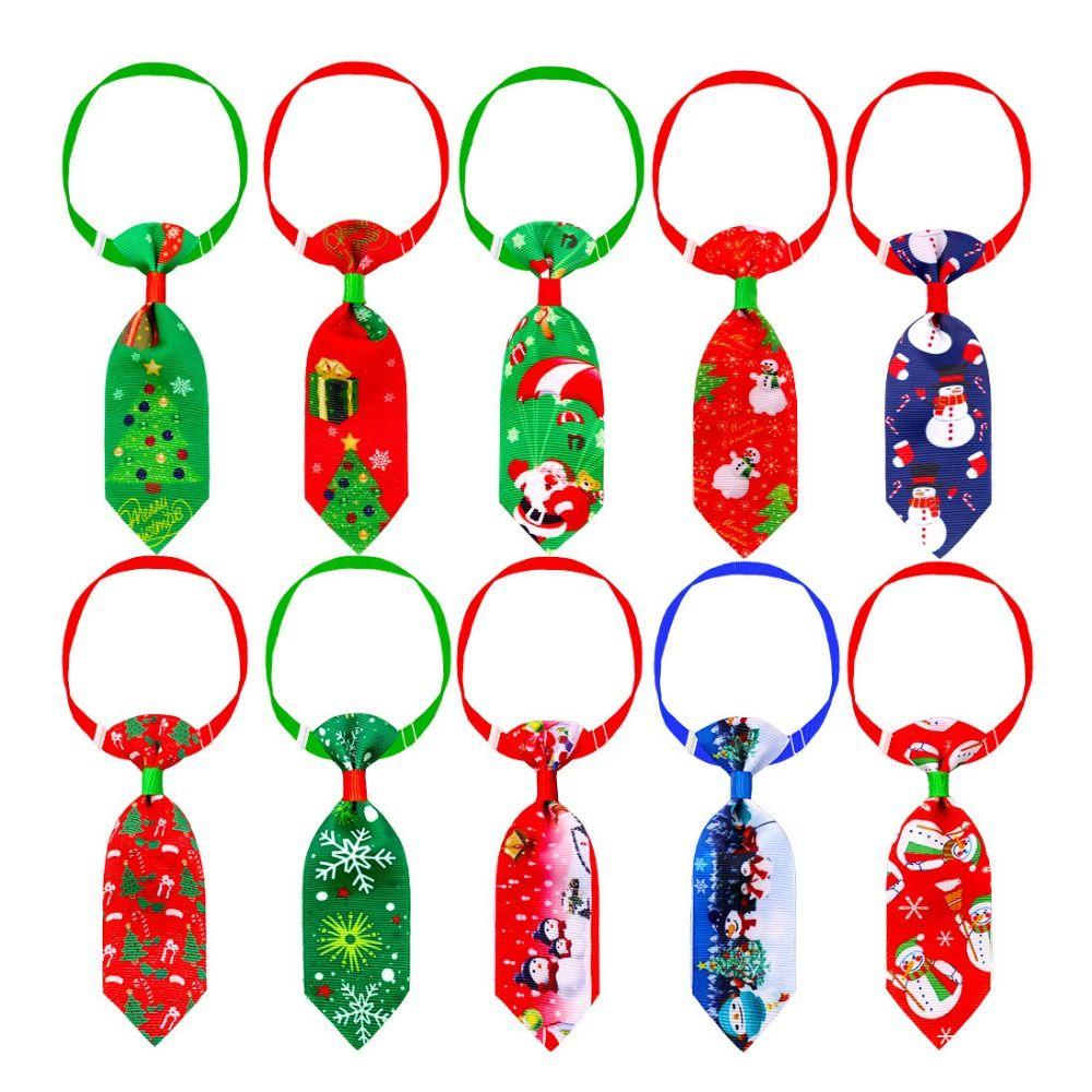 Decorative Pet Christmas Bow Tie Xmas Tree/Snowman Polyester Christmas Dog Necktie Adjustable Cat Christmas Collar Christmas