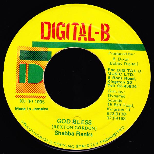

7-дюймовая пластинка SHABBA RANKS - God Bless NONE Digital-B 1995 Ямайка Регги, Ска и Даб Б/У